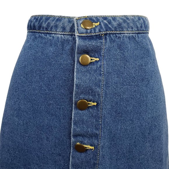 American Apparel Button Front A-line Denim Skirt Small - Picture 4 of 8